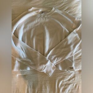 TNA White Waffle Knit Long Sleeve Top